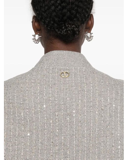 Twinset Gray Sequinned Bomber Jacket