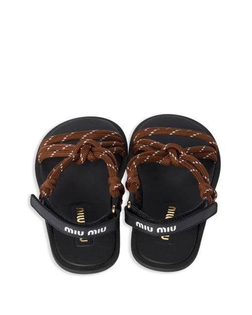 Miu Miu Cord Riviere Sandals in Black | Lyst