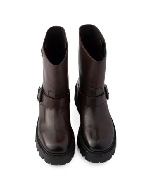 Prada Brown Leather Booties