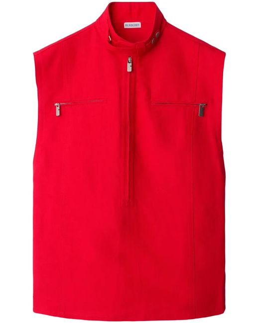 Burberry Red Half-Zip Canvas Tank Top