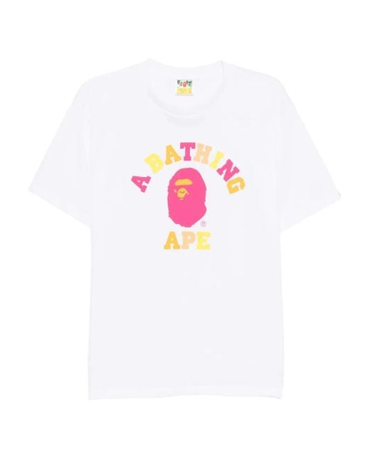 A Bathing Ape Pink Printed T-Shirt for men