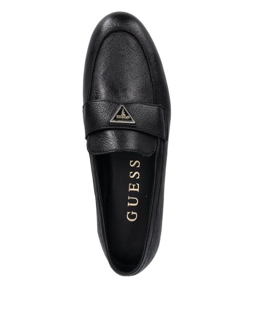 Guess Black Mocassins À Plaque Logo