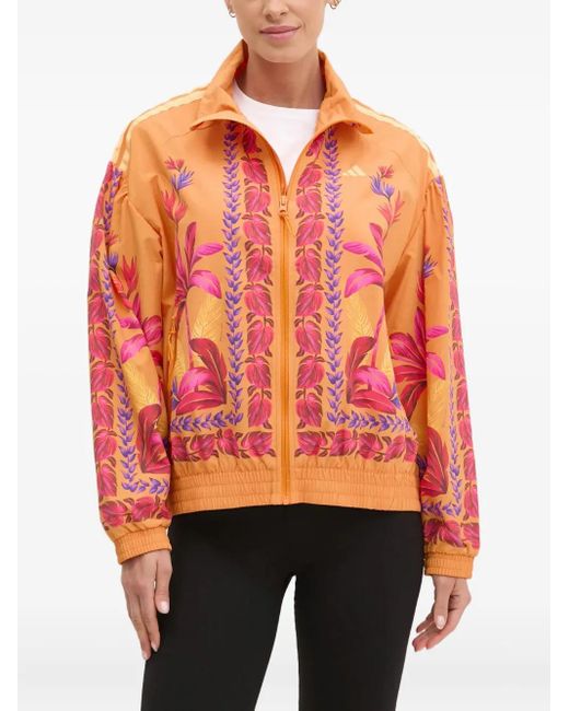 Adidas Orange Veste Bomber À Fleurs
