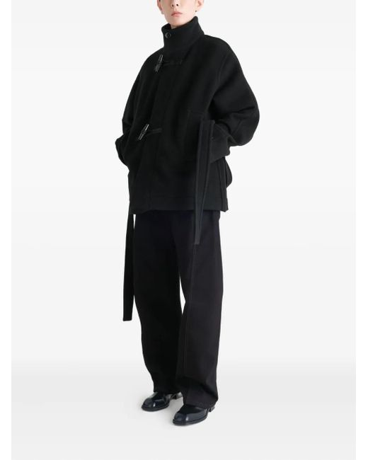 Lemaire Black Toggle-Fastening Belted Duffle Coat