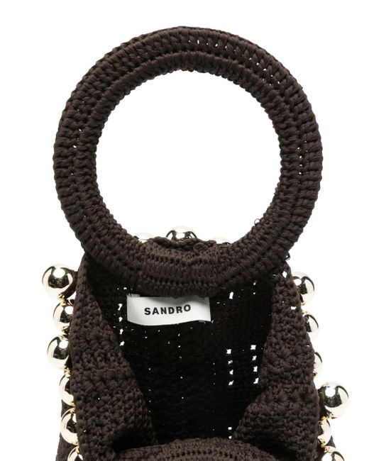 Sandro Black Kleine Beuteltasche Mit Perlen