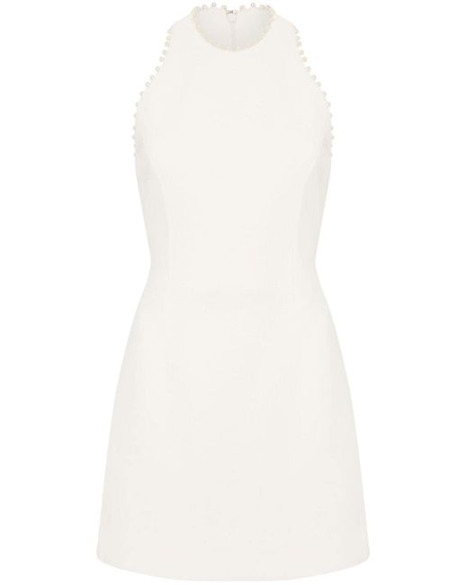 Rebecca Vallance White Therese Pearl-embellished Bow Mini Dress