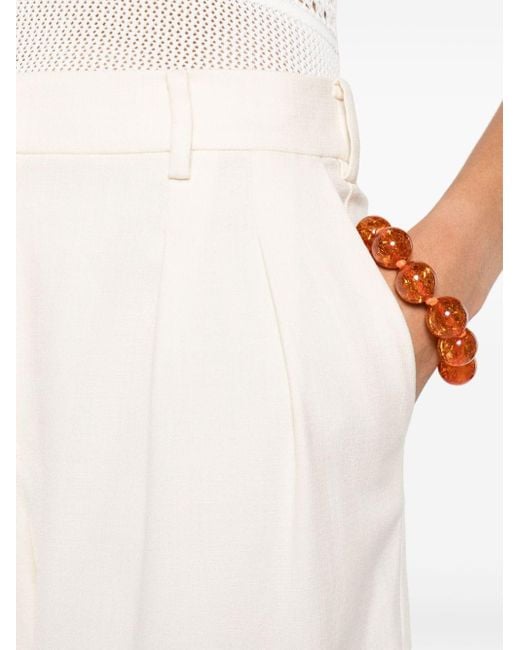 Maje White Pleat-detail Tailored Shorts