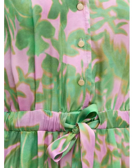 La Petite Francaise Green Ronnie Floral-Print Tie-Waist Midi Dress