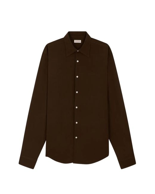 Fursac Brown Long-Sleeve Button-Down Shirt for men