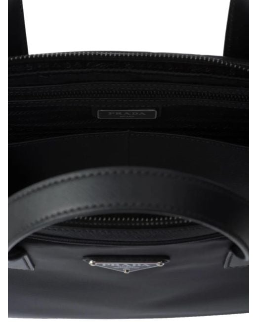 Prada Re-Nylon Aktetas Met Leren Afwerking in het Black voor heren