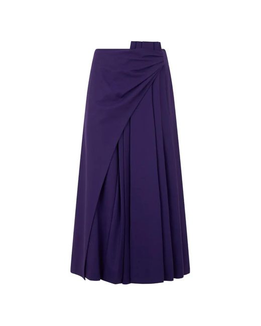 Alberta Ferretti Purple Pleated Midi Skirt