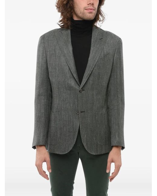 Corneliani Gray Herringbone Peak-Lapel Blazer for men