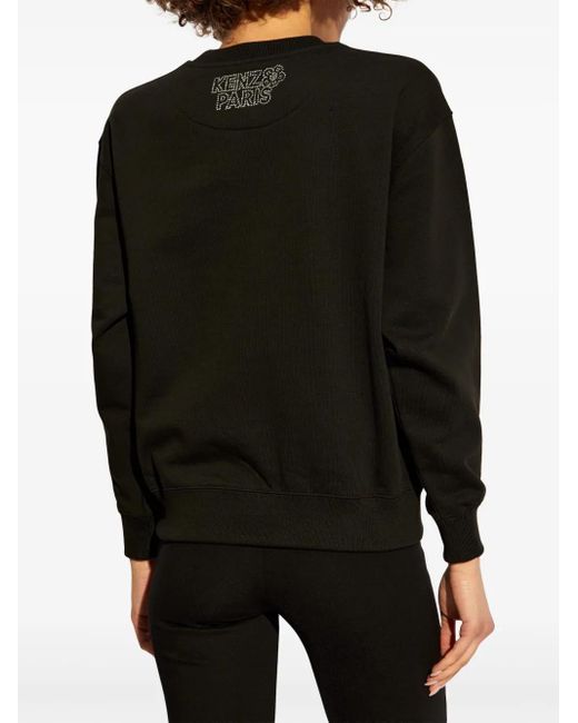 KENZO Black Rhinestone-Logo Crew-Neck Sweatshirt