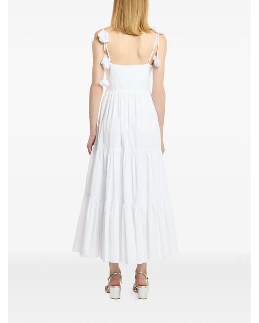 Cinq À Sept White Kael Floral-Appliqué Tiered Dress