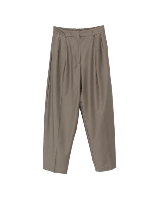 Cordera Gray Pleated Virgin Wool Trousers