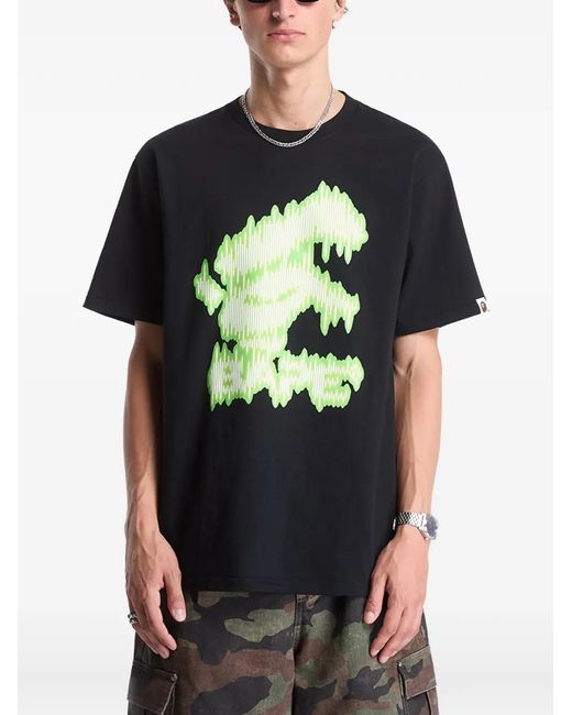 A Bathing Ape Black Noisy Bape Logo Tee