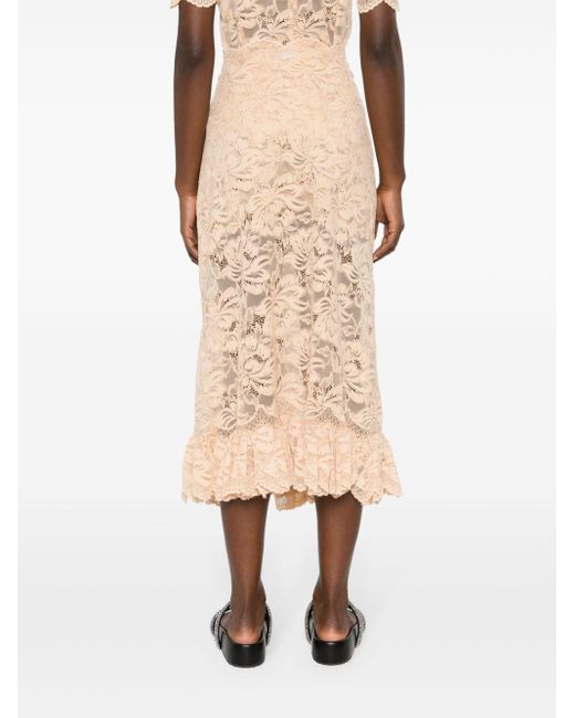 Rabanne Corded-lace Midi Skirt Natural