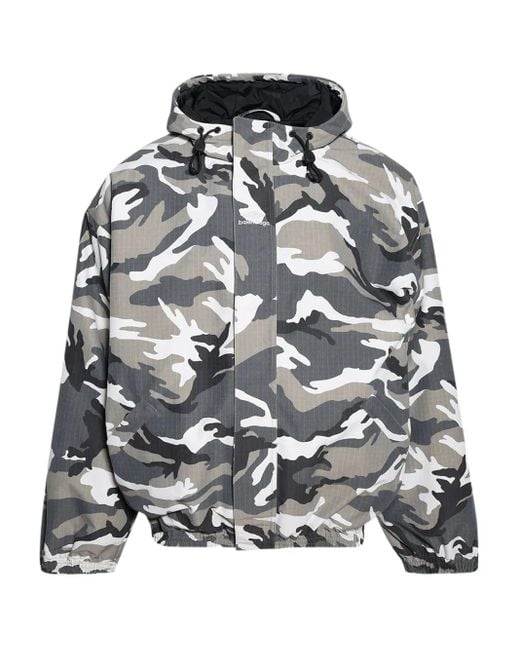 Balenciaga Gray Camouflage-Print Ski Jacket for men