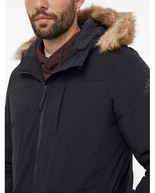 Adidas Gray Faux-Fur Hooded Parka for men