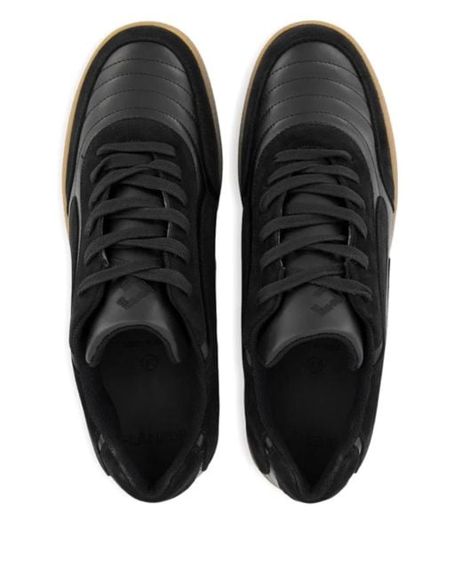 flâneur Black Leather Suede Low-Top Sneakers for men