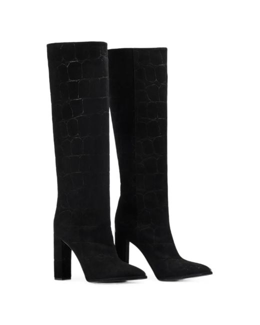 Le Silla Black Elsa Croc-Effect Boots