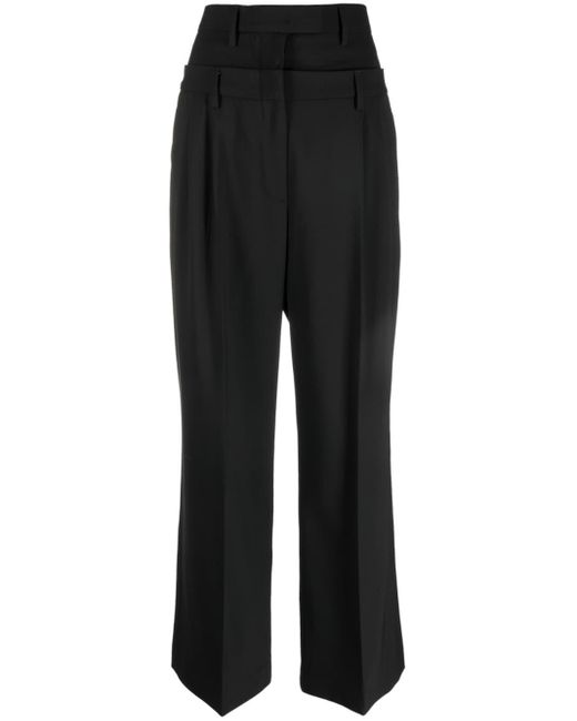 MSGM Double-layer Wide-legtrousers in Black | Lyst