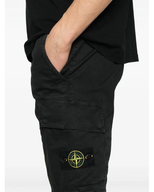 Stone Island Black Compass-Badge Shorts for men