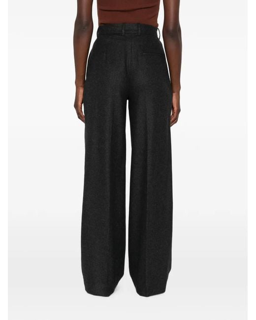 Soft Goat Black Pleated Wide-Leg Trousers