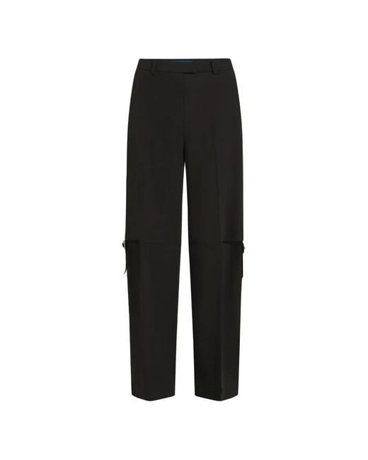 Karl Lagerfeld Black Buckle-Fastening Cut-Out Trousers