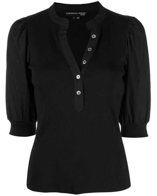 Veronica Beard Button-Up Top in het Black