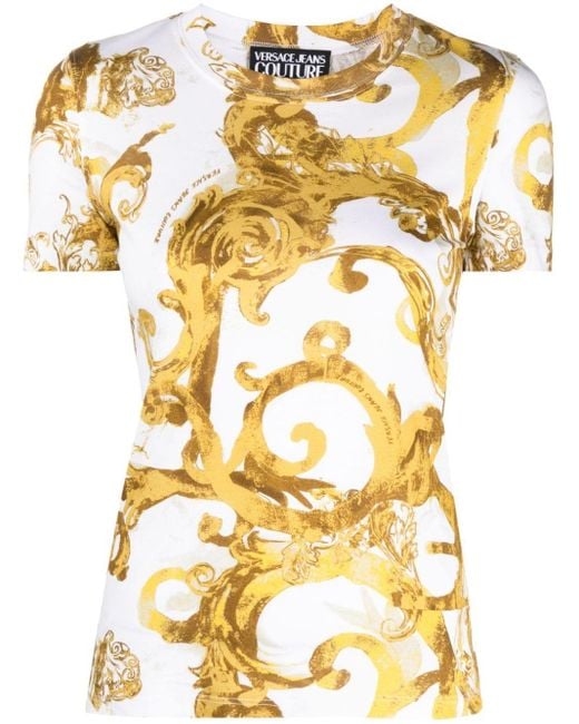 T-shirt Couture en coton Versace en coloris Metallic
