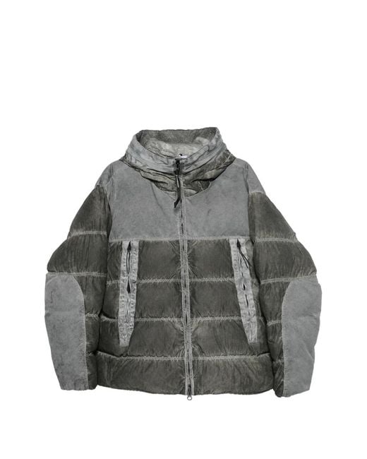 C P Company Gray Eco-Chrome R Goggle Down Jacket for men