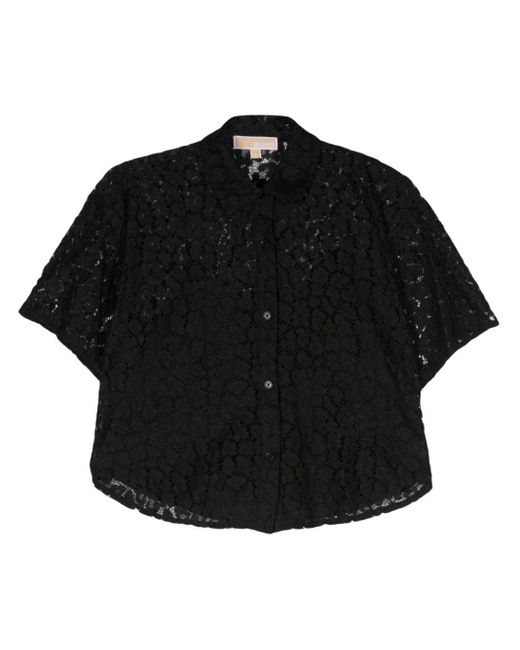 MICHAEL Michael Kors Black Leopard Corded-lace Shirt