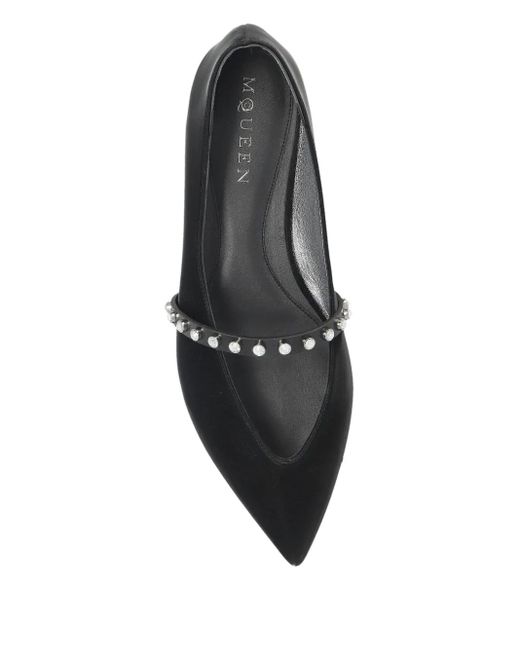 McQueen Black Stud-Detailing Ballet Flats