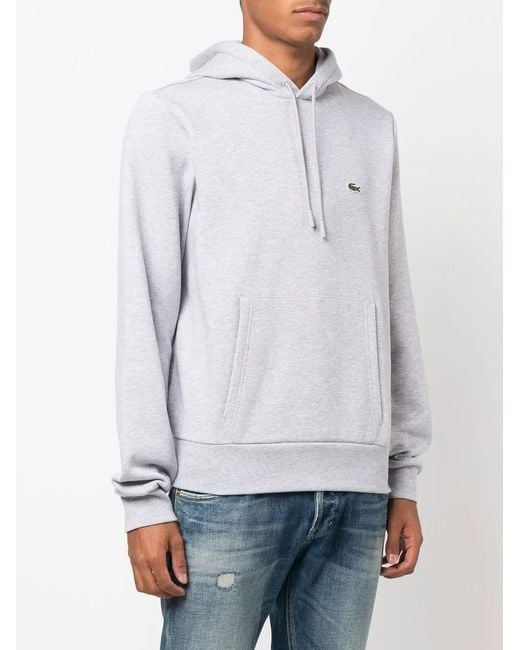 Lacoste White Logo Patch Hoodie for men