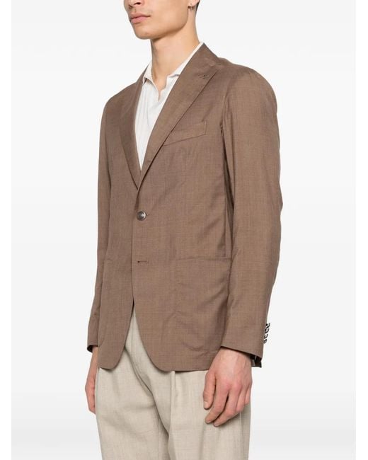 Tagliatore Brown Buttoned Single-Breasted Blazer for men