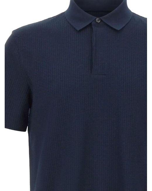 Boss Blue Checked Jacquard-Texture Polo Shirt for men