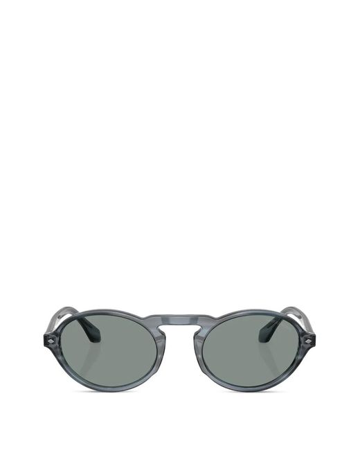 Giorgio Armani Gray Striped Round-Frame Sunglasses for men