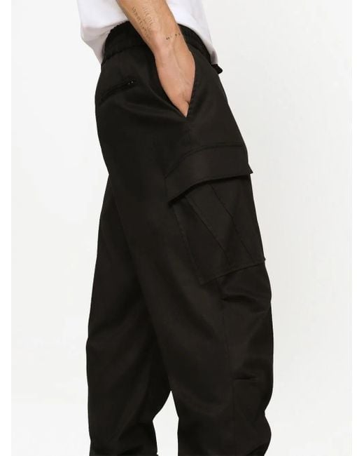 Dolce & Gabbana Black Logo-Tag Cargo Trousers for men