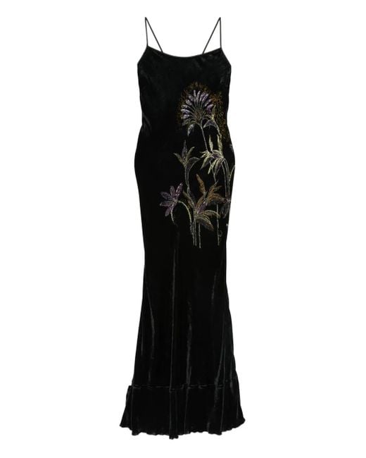 Forte_forte Black Embroidered Velvet Dress