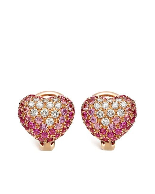 Leo Pizzo White 18Kt Rose Diamond Shaded Sapphire Amore Earrings