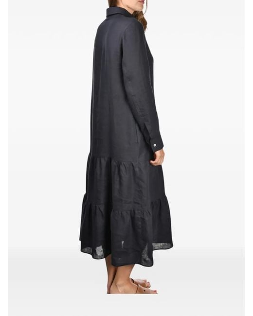 Gran Sasso Black Long-Sleeve Shirt Dress