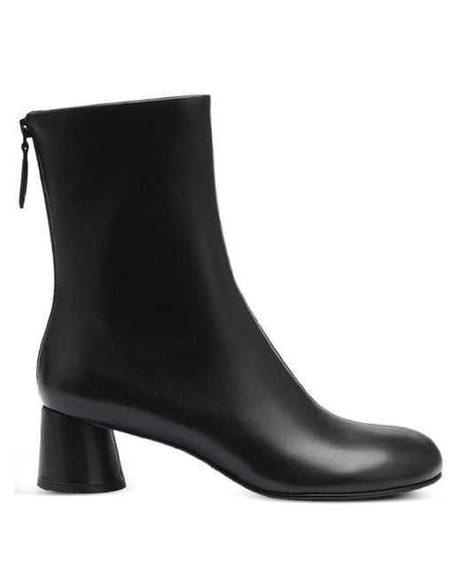 POTAMY Black Leather Ankle Boots