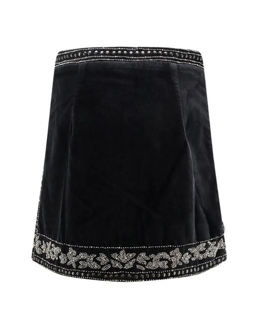 Scarlett Poppies Black Mini Tova Bead-Embellished Velvet Skirt