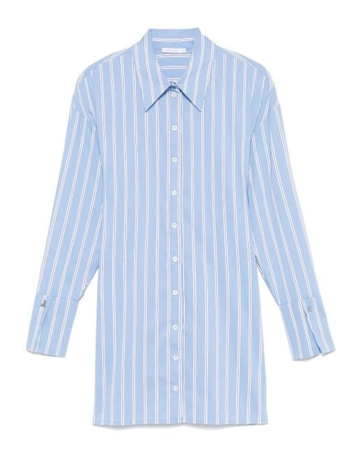 Patrizia Pepe Blue Stripe-Print Shirt Dress