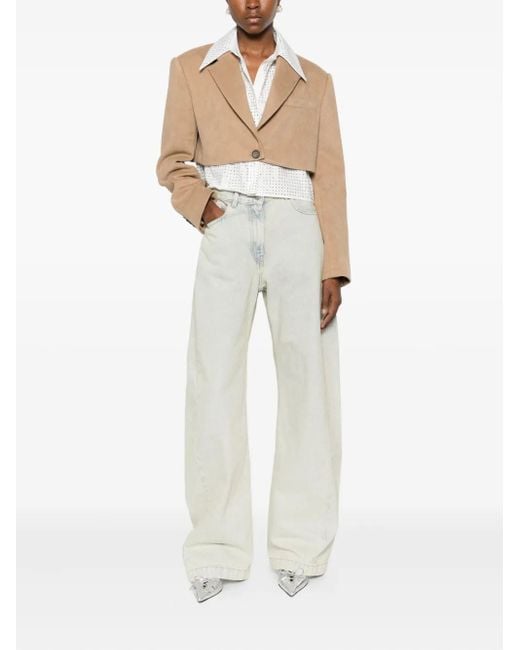 GIUSEPPE DI MORABITO Natural Buttoned Cropped Jacket