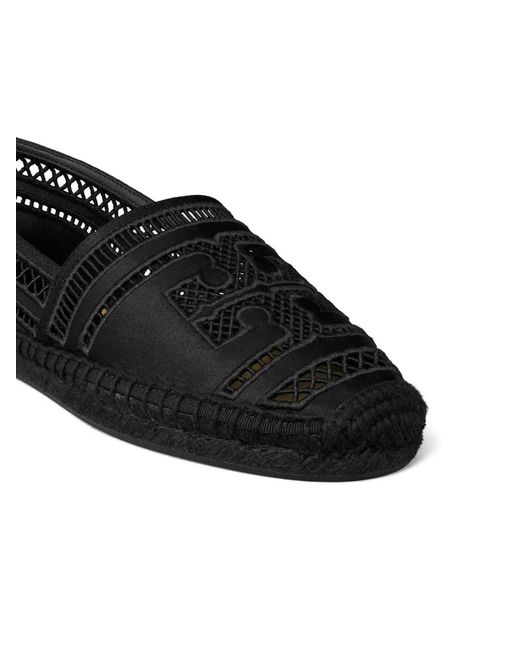 Tory Burch Black Open Weave Espadrilles