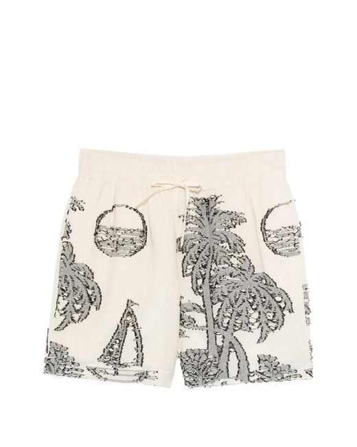 Maison Labiche Natural Tree-Embroidered Shorts for men