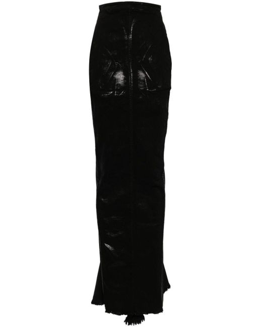 Jupe longue à effet métallisé Rick Owens en coloris Black