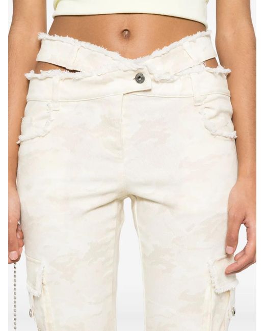 Off-White c/o Virgil Abloh White Belted Camouflage-Pattern Trousers